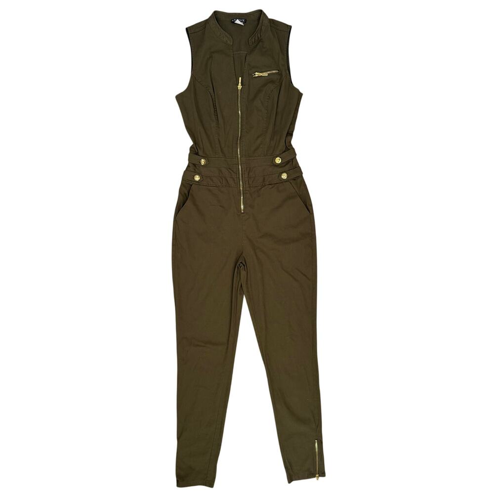 Venus Army Green Sleeveless Jumpsuit Romper Gold Accents Sleeveless Women's 4